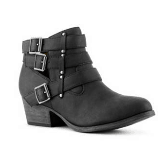 DSW Black Leather Bootie with Silver Buckles