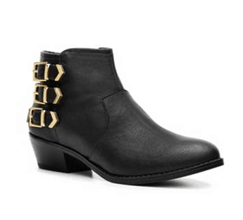 DSW Black Bootie with Gold Buckles