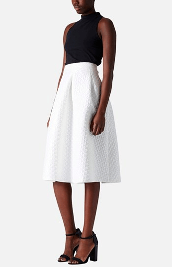 Topshop White Midi Skirt