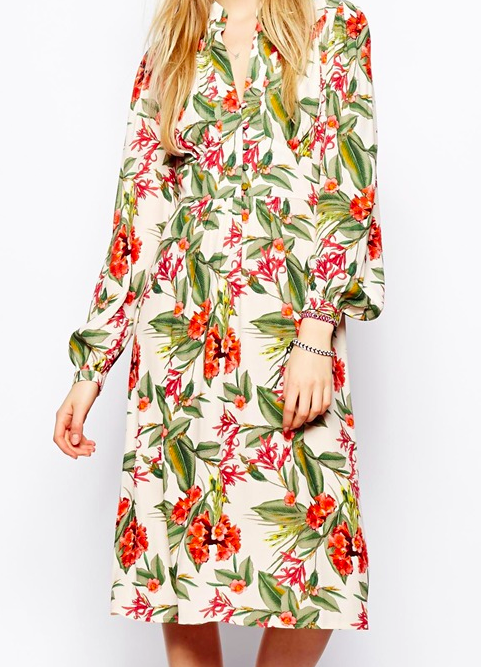ASOS Midi Dress In Tropical Floral Print -$90.31 