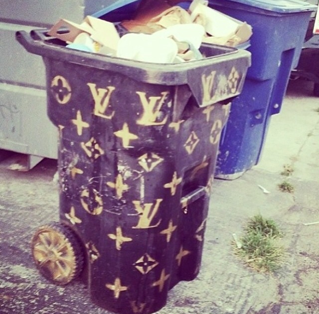 only in LA Louis Vuitton trash can - Love & Loathing Los Angeles