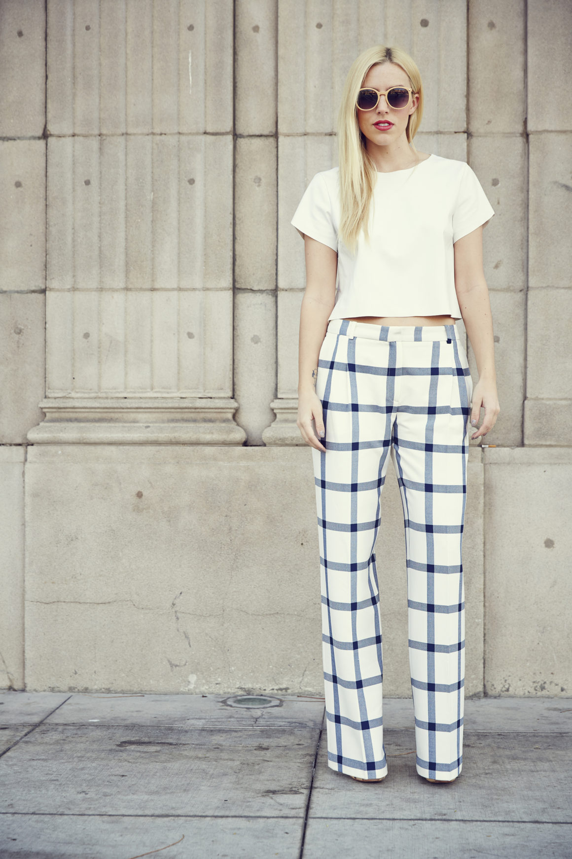 Trends For Spring In LA | All White + Checked Wide Leg Trousers