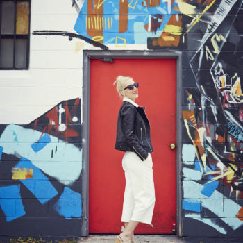 White Culottes + A Black & White Leather Jacket