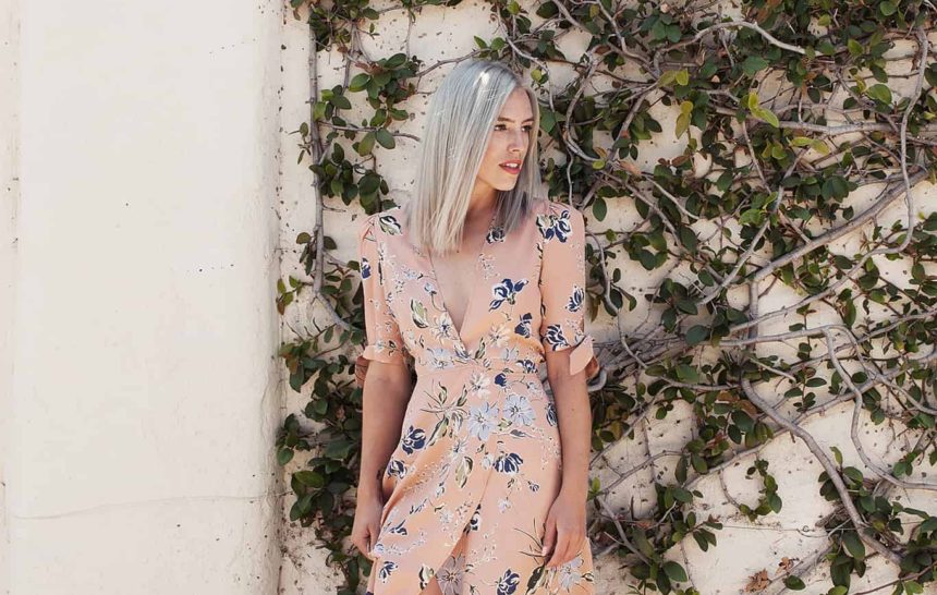 FLORAL PRINT WRAP DRESS + FLATS