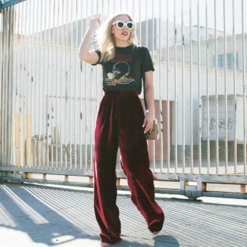 RED VELVET TROUSERS + A VINTAGE TEE