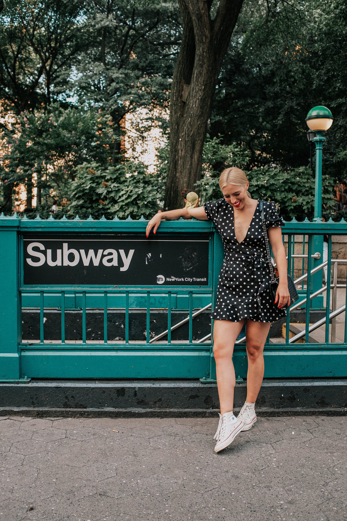 CAROLINE IN THE CITY – IN A LPDD (LITTLE POLKA DOT DRESS)